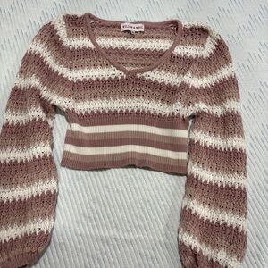 Willow & Wind Women's Striped Knit Top - Pink and Cream